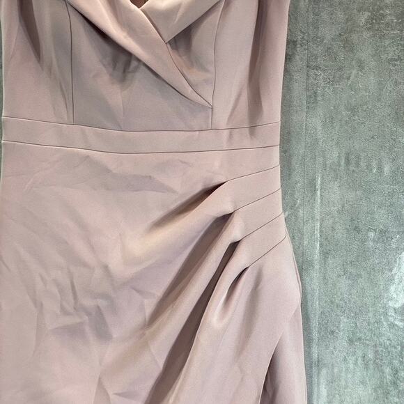 XSCAPE Women's Blush Pink Off-The-Shoulder Sweetheart Neck Ruched Gown SZ 6 - Picture 7 of 14